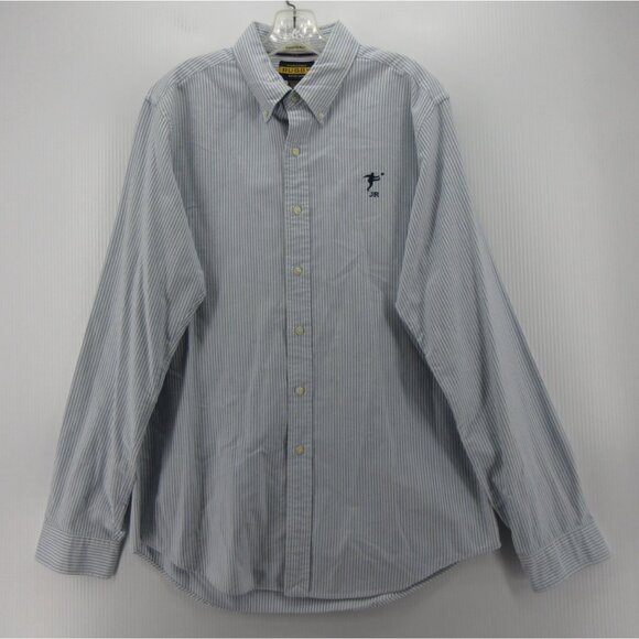 Ralph Lauren Rugby Shirt Large University Oxford Striped Button Down - Picture 1 of 11